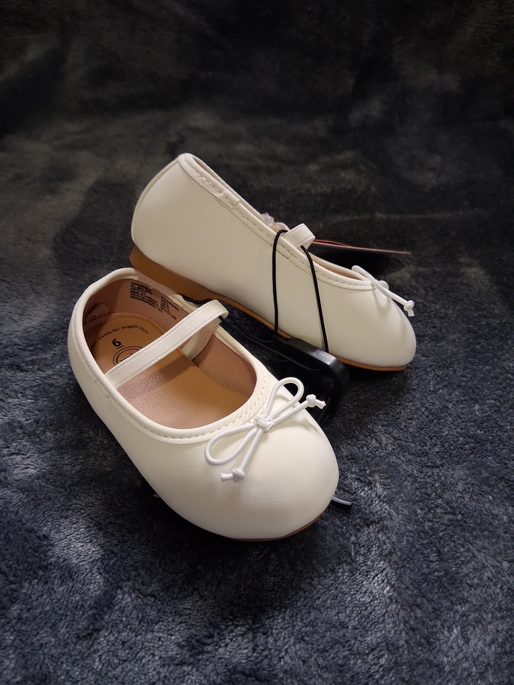 NWT Wonder Nation White Mary Jane Bow Slip-On Ballet Flats Round Toe Girls 6
